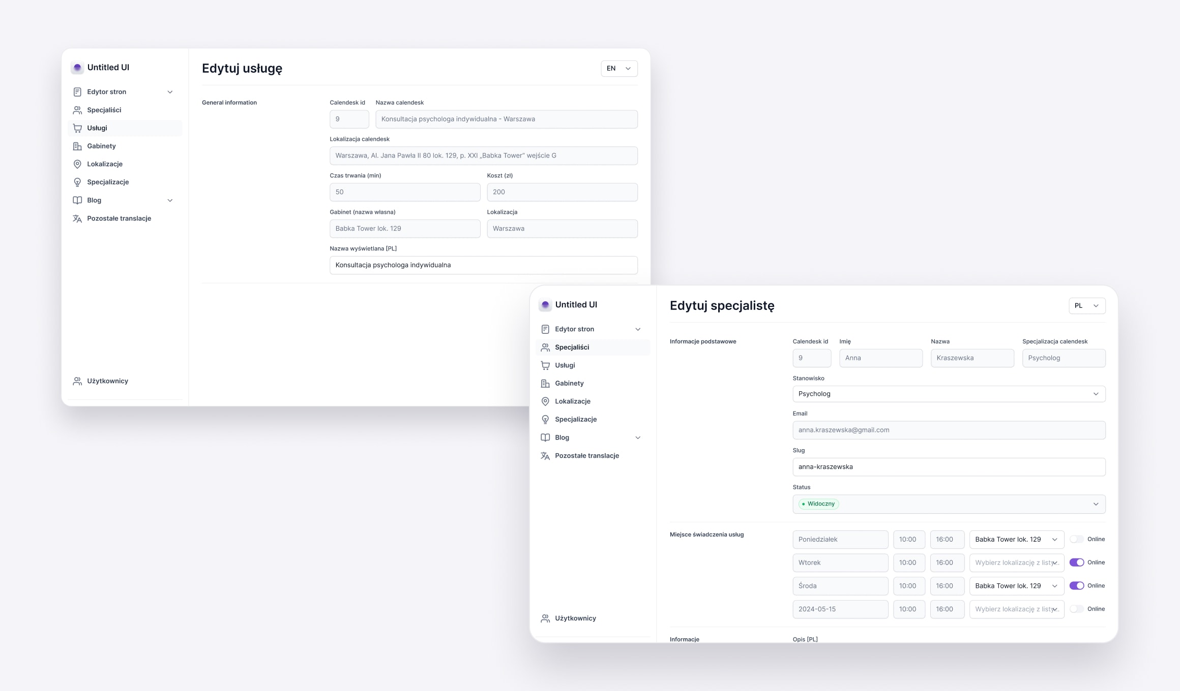CPP - Backpack CMS editing services and specialists with Calendesk fields