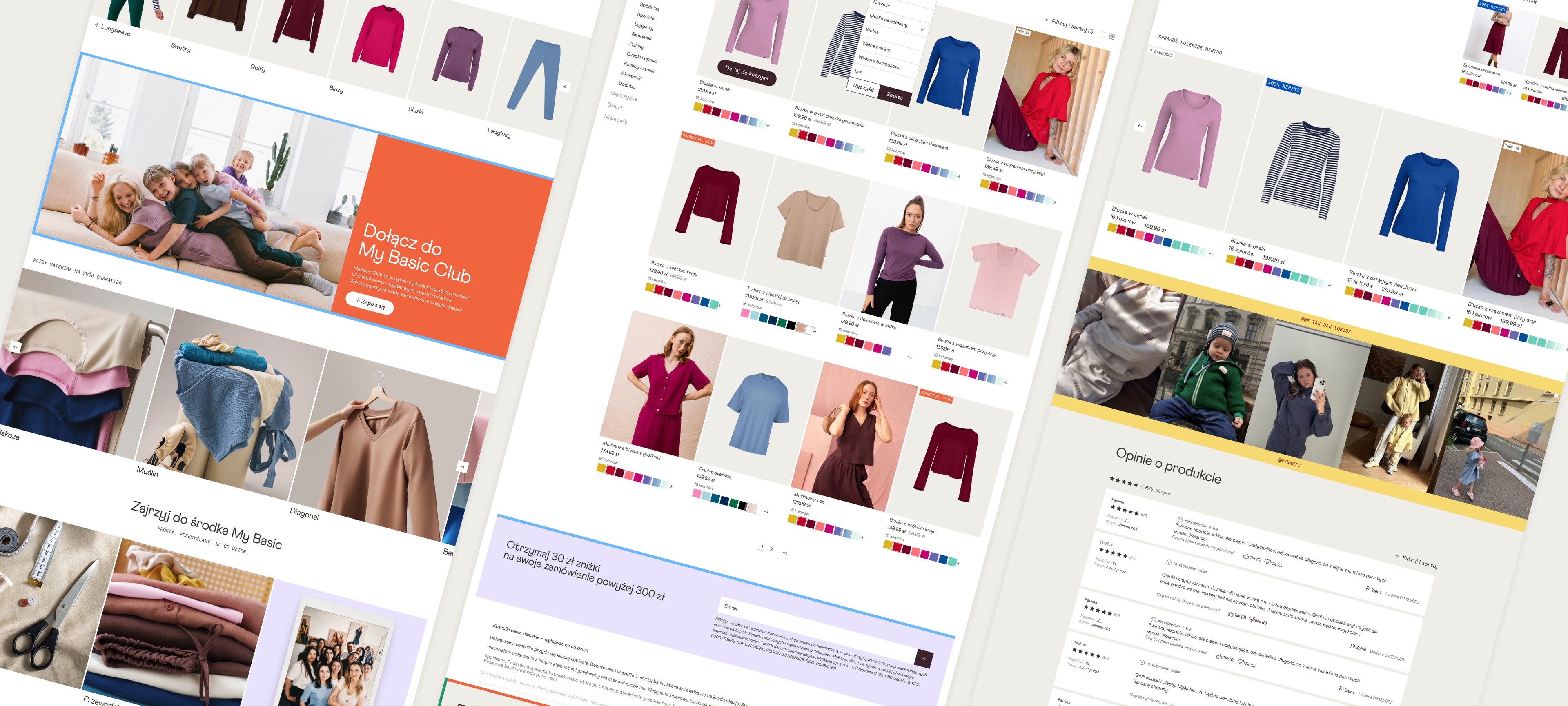 MyBasic mobile storefront - category navigation and brand story