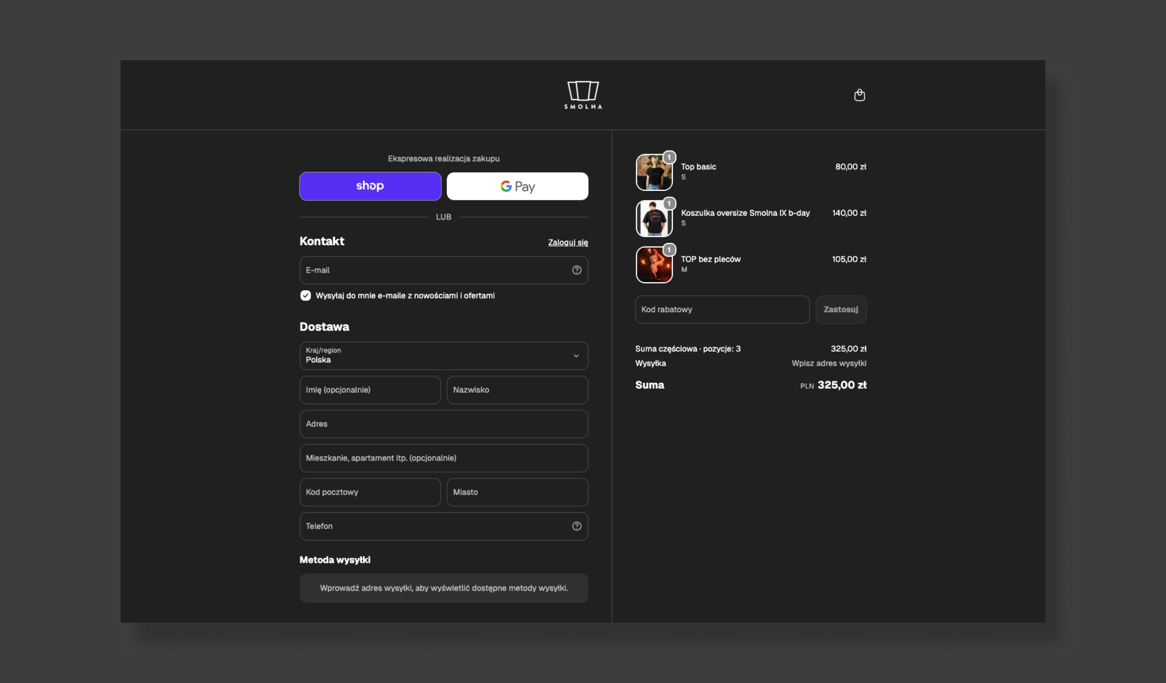 Smolna 38 - payment, delivery and event integrations