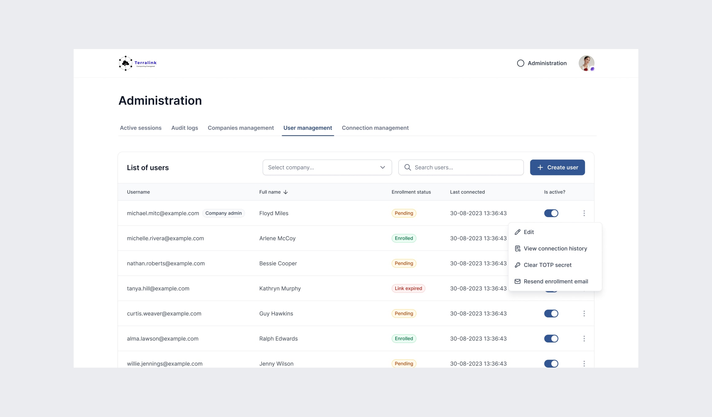 Terralink - connection token flow