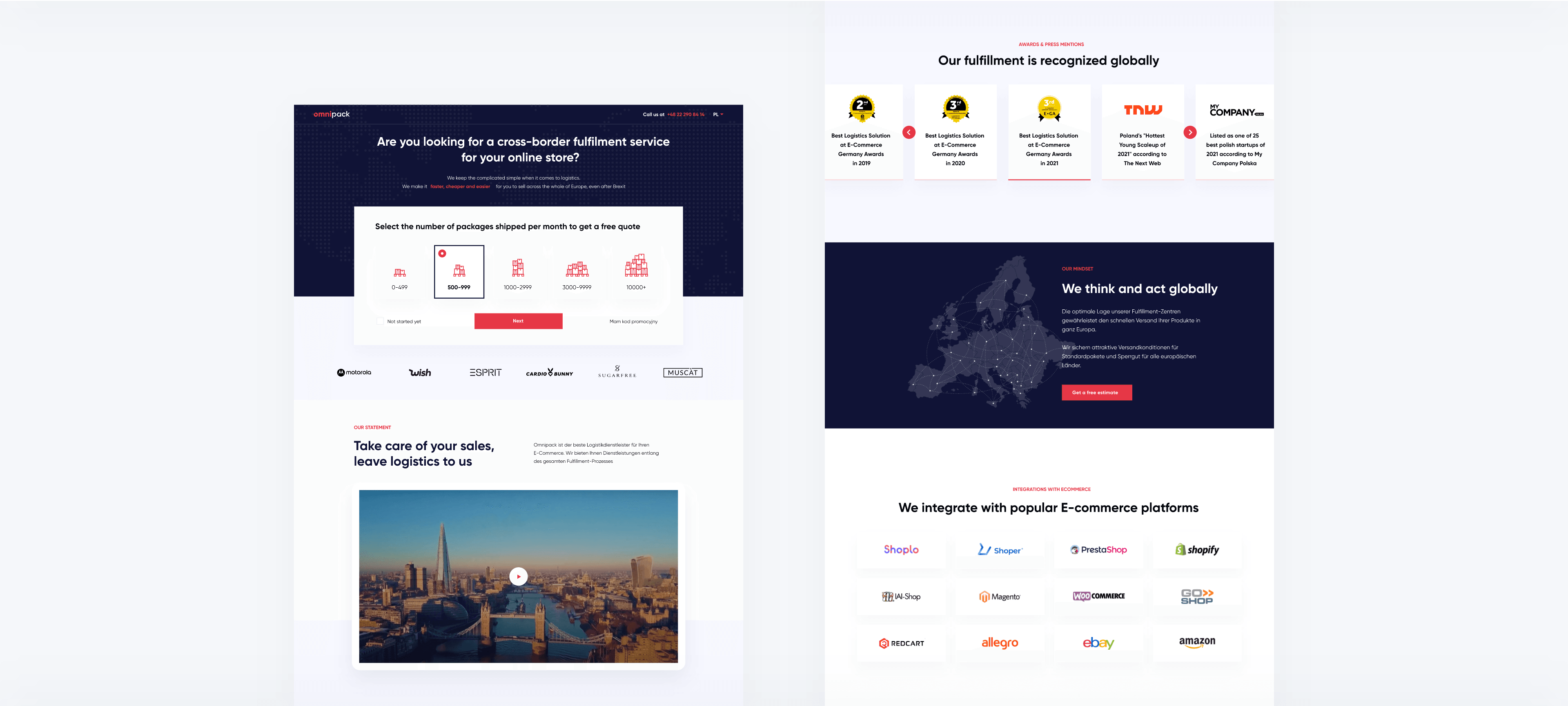 Part of the Omnipack landing page