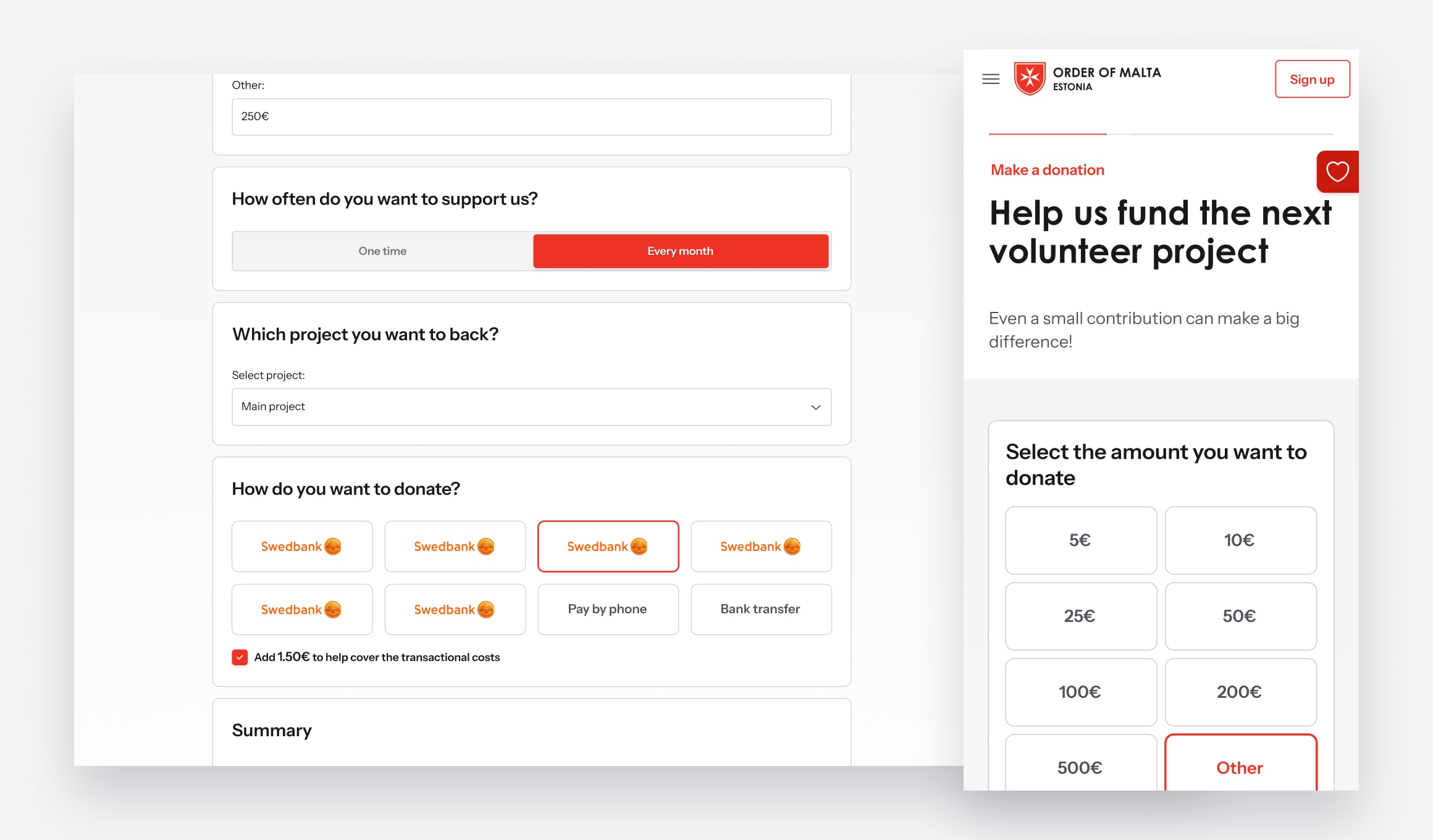 Order of Malta Estonia - donation page
