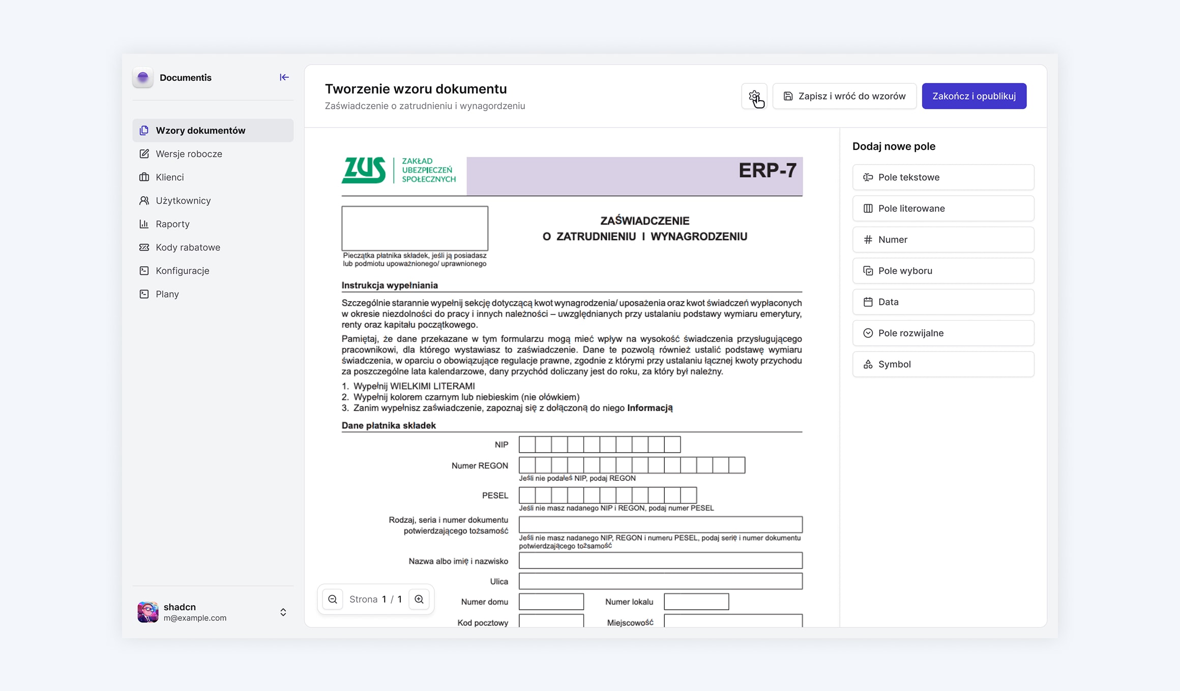 Dokumentis - backoffice template library