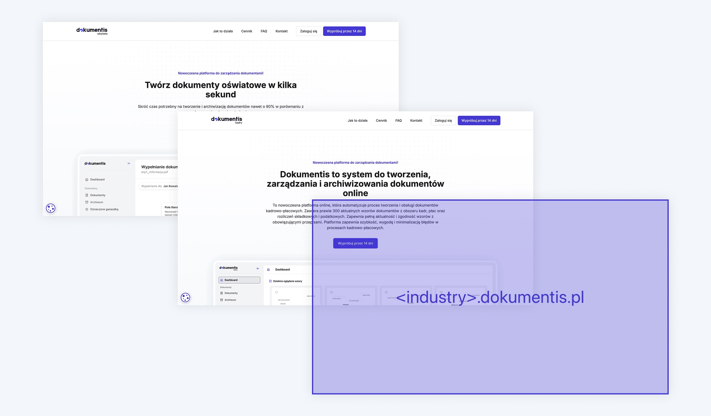 Dokumentis - multi-industry landing pages