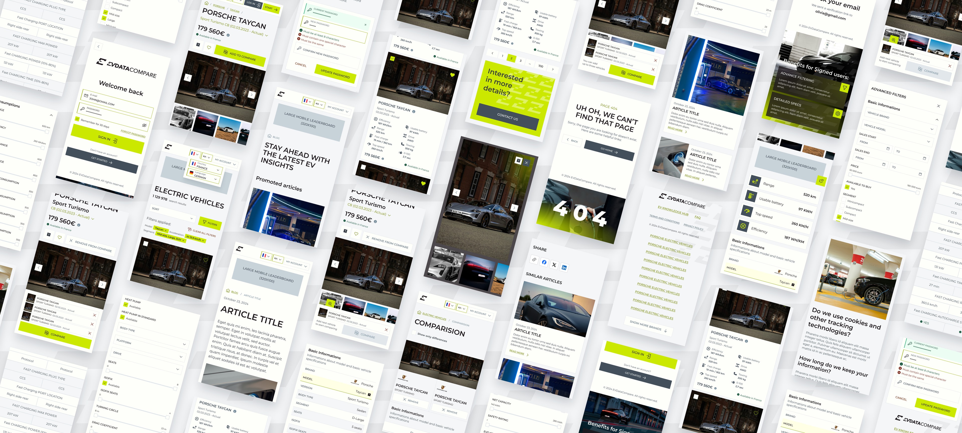 EV Data Compare - vehicle listing and comparison views