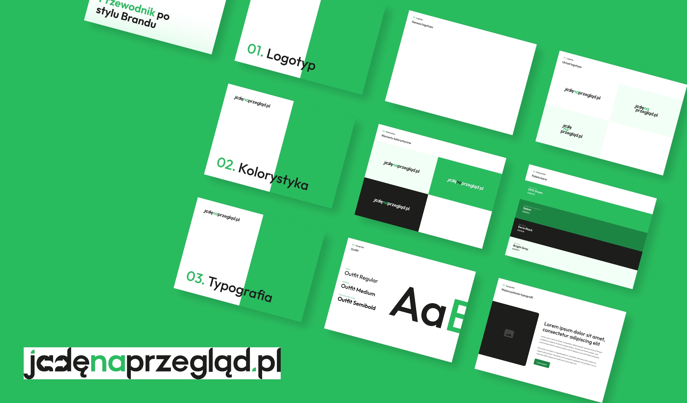 Jadę na przegląd - brandbook spreads, logo, palette and typography