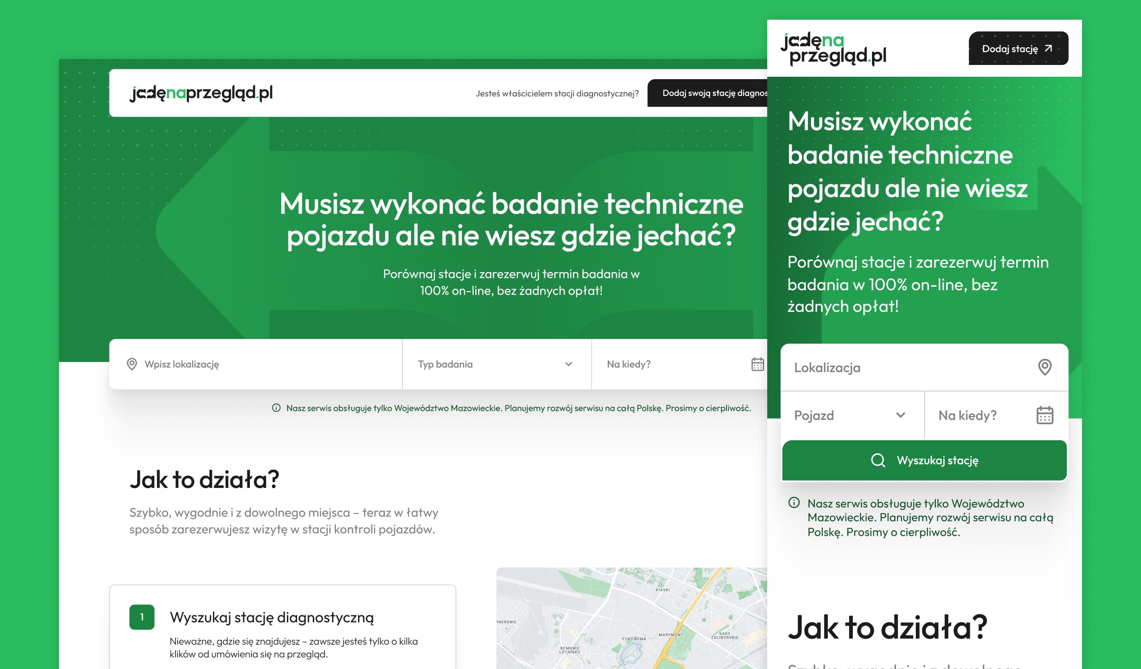 Jadę na przegląd - homepage and product intro