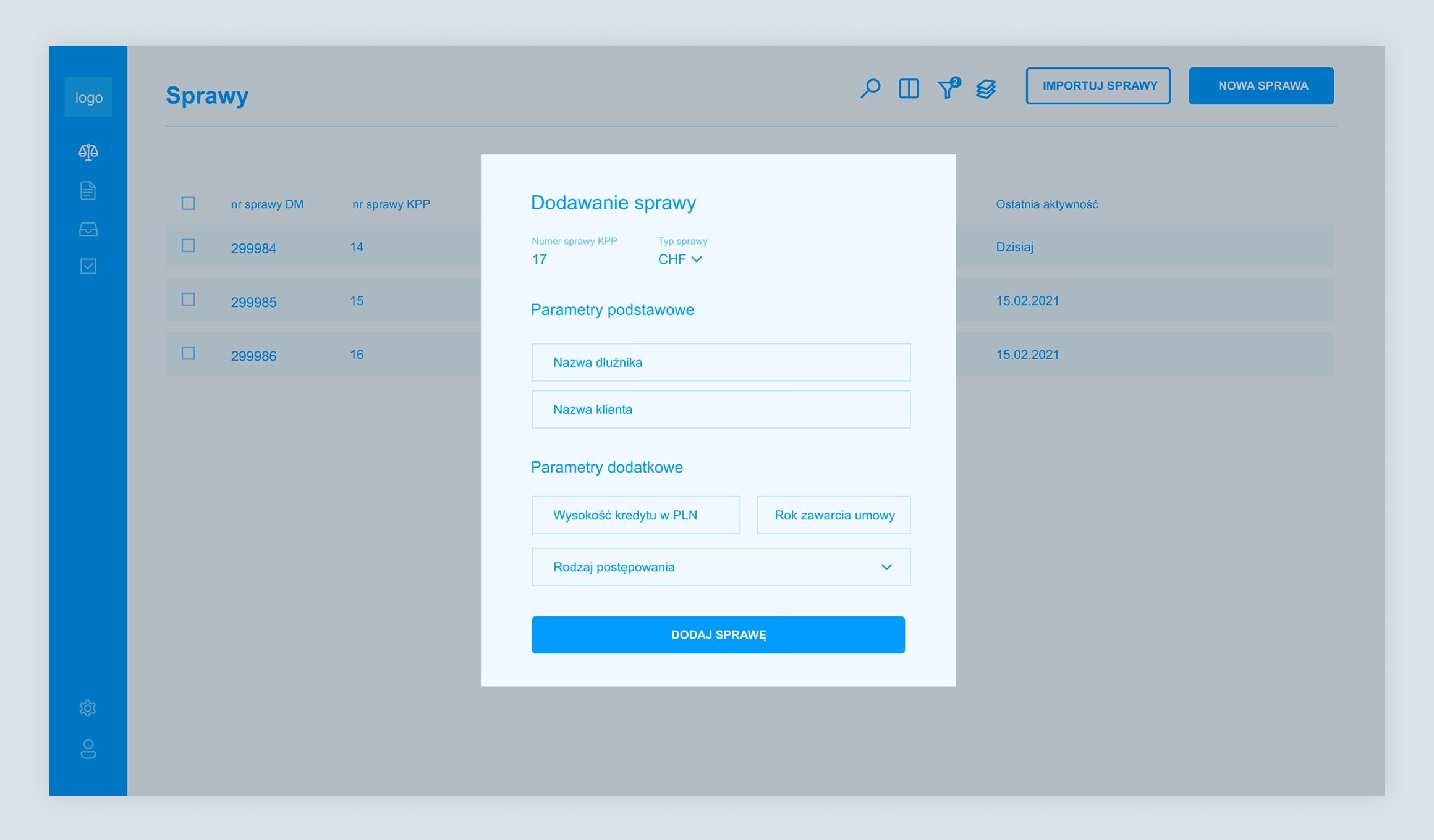 KPPanel - high-fidelity case creation modal
