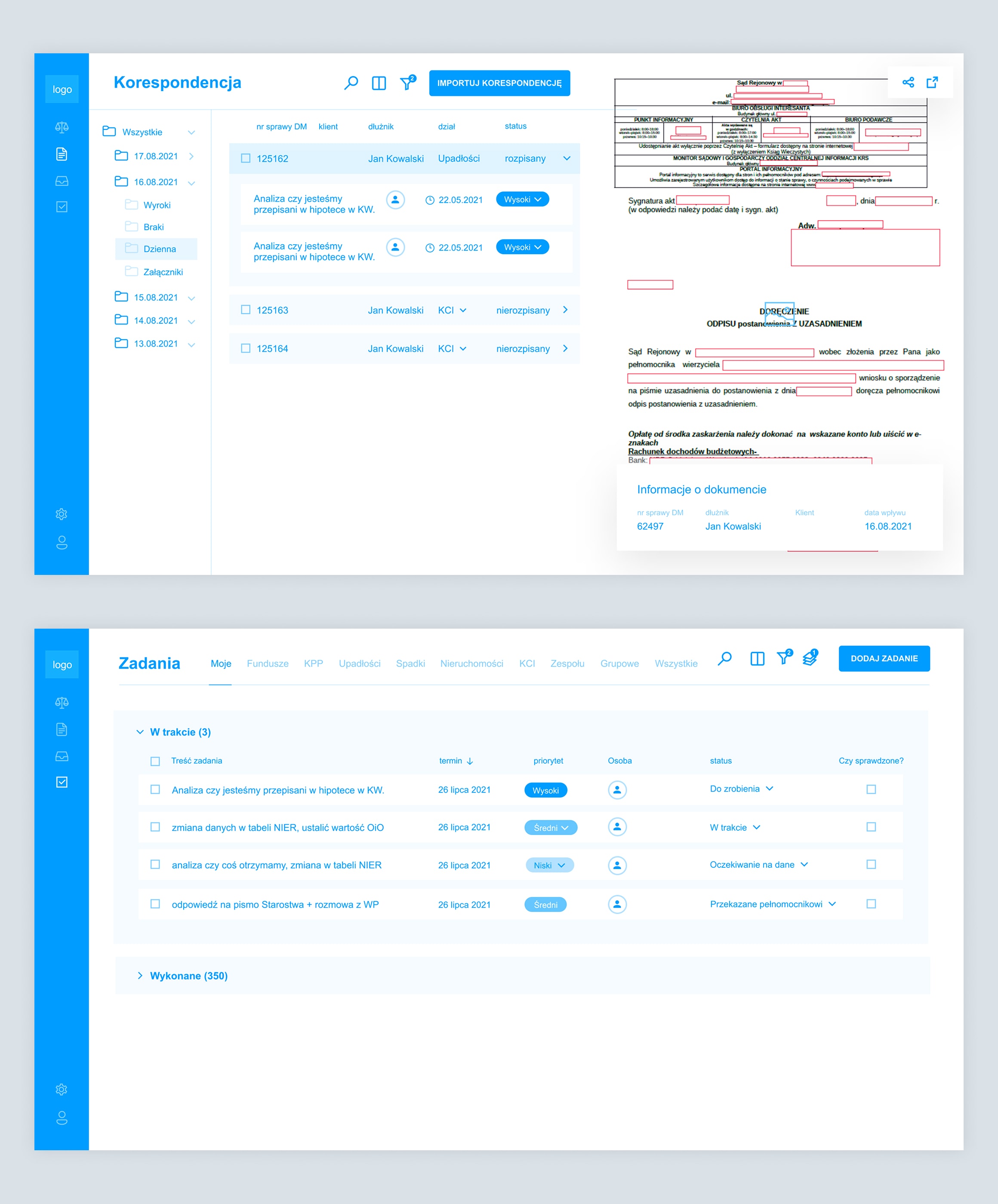 KPPanel - wireframe screens