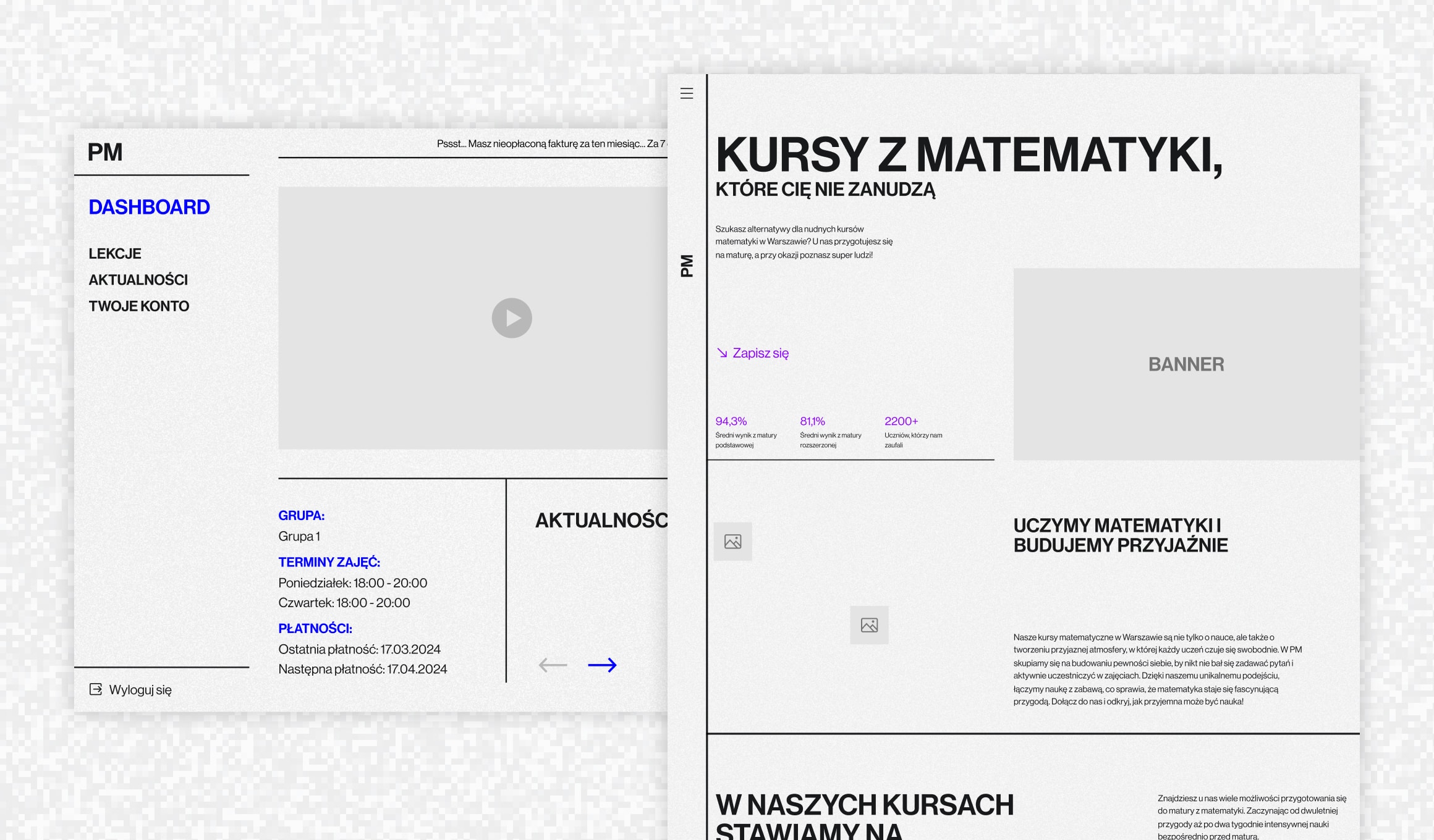 Projekt Matematyka - moodboards, wireframes and design system