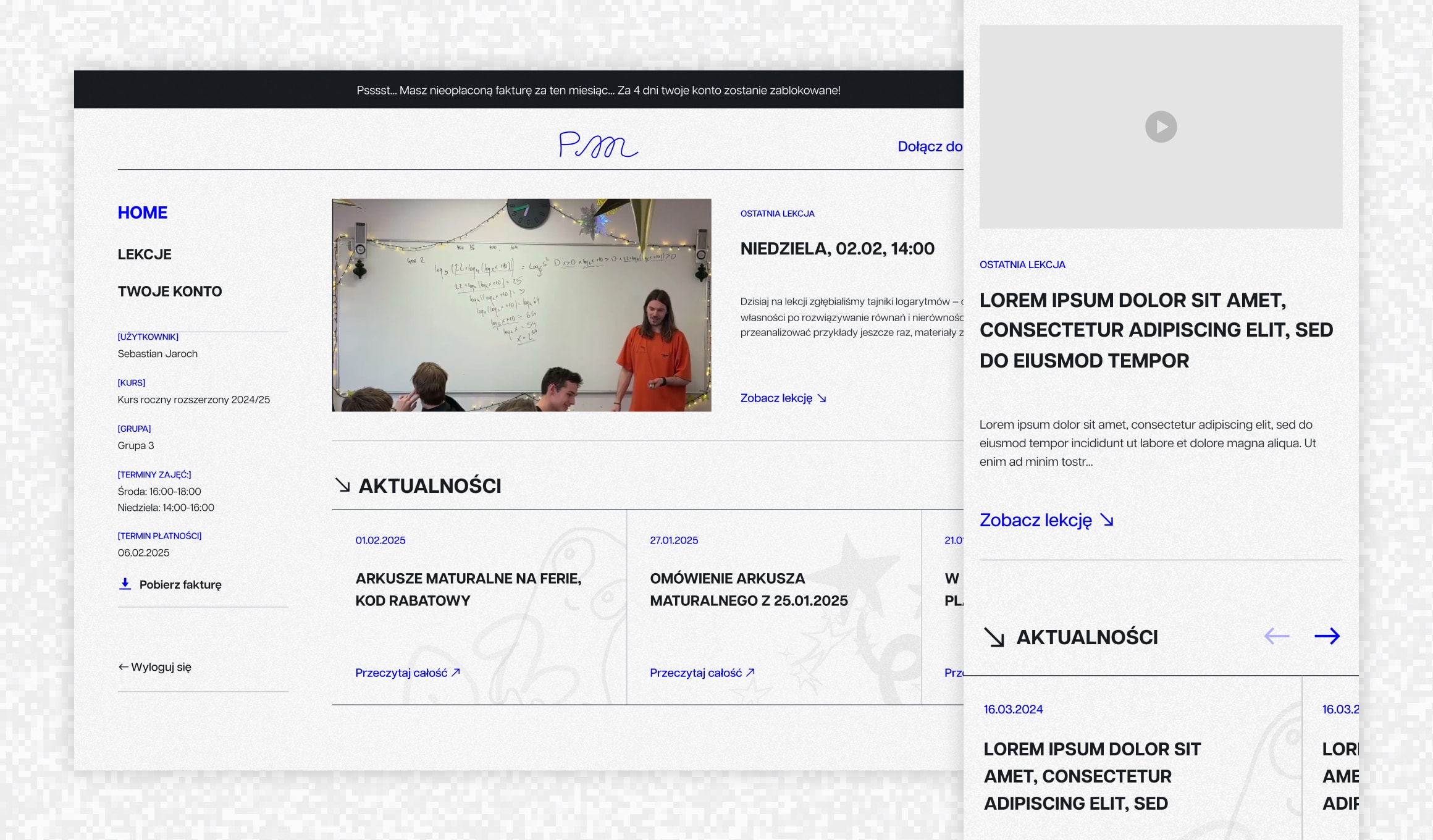 Projekt Matematyka - enrolment and payment summary