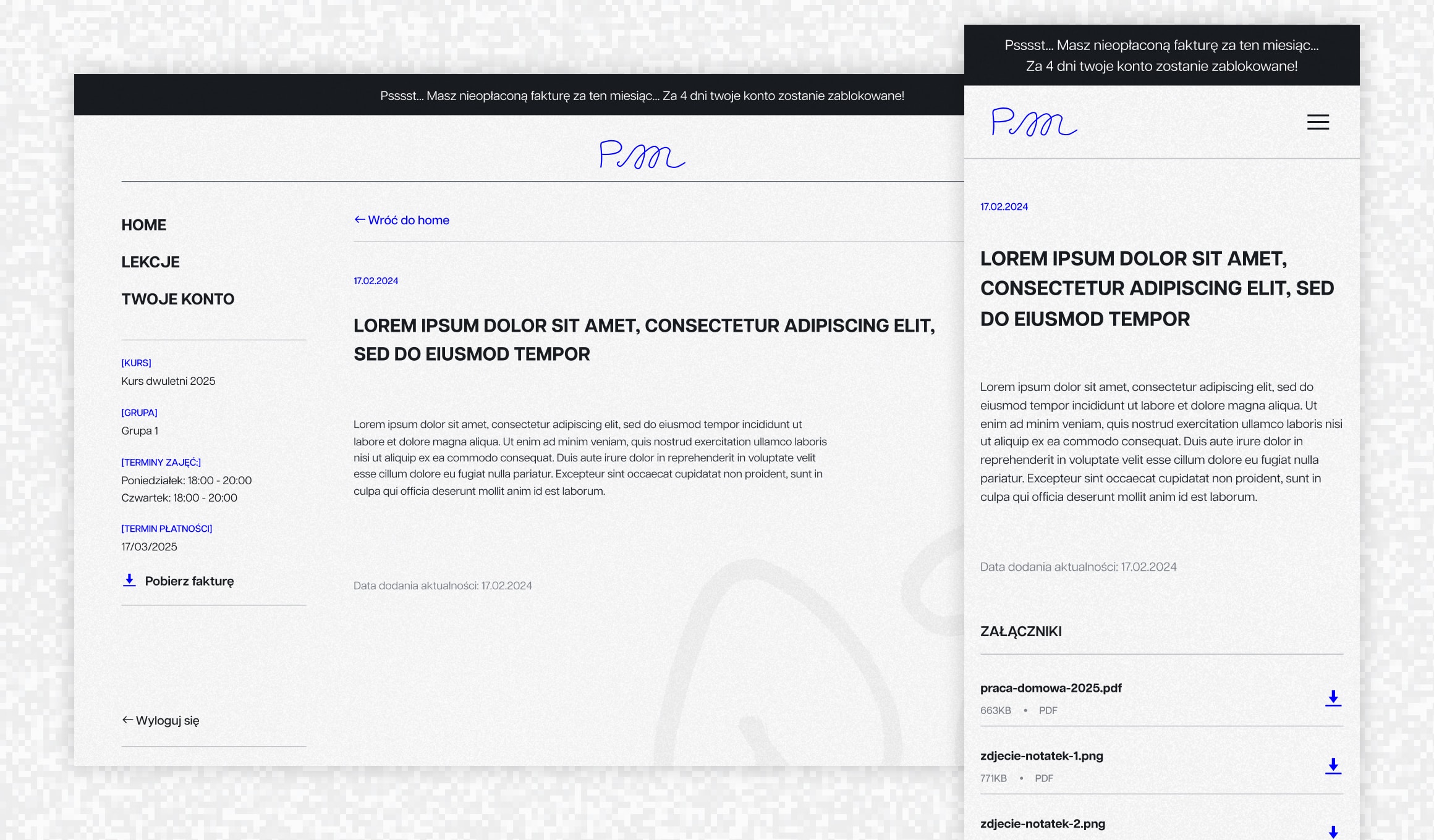 Projekt Matematyka - progress view, task of the week or matura workshop