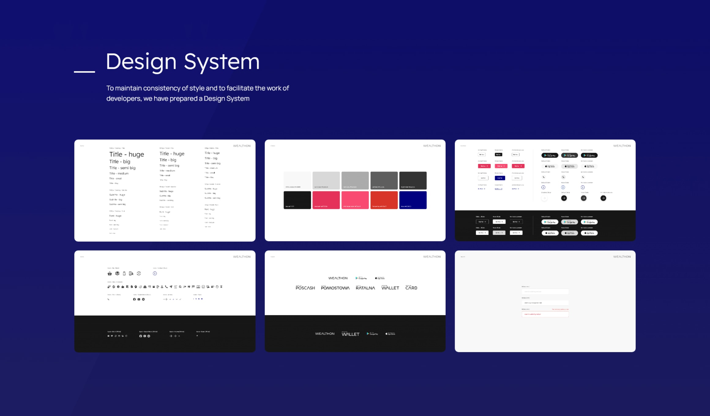 Wealthon - design system with typography, colours and components